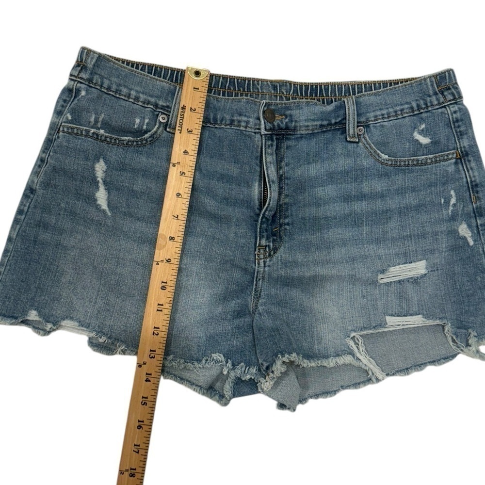 AERIE Elastic Waist Stretchy Comfy Lightweight Denim Jean Shorts Size XL EUC - Picture 2 of 5